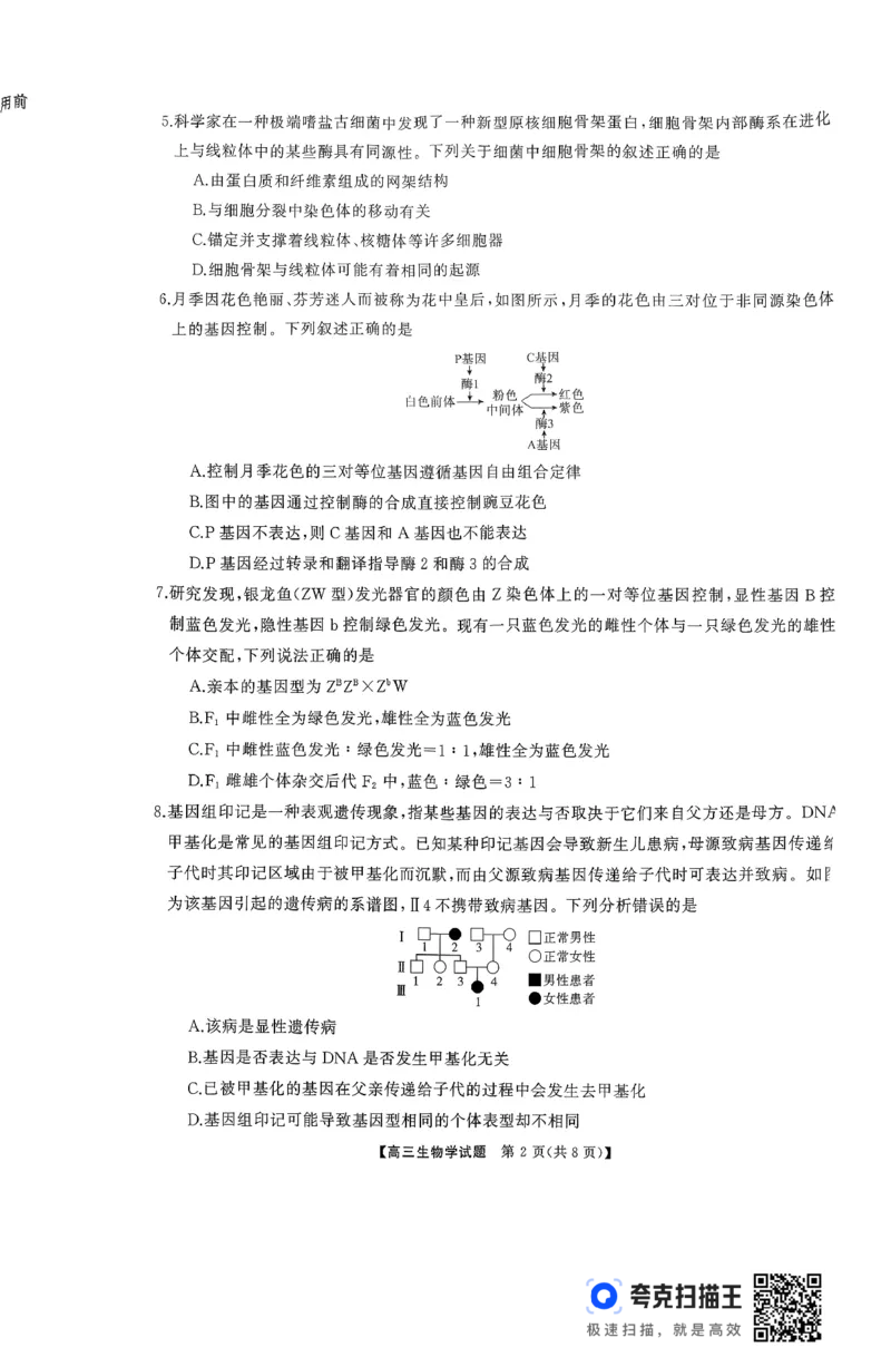 浏阳市2026届高三11月质量检测生物试卷_2025年11月_251120湖南天壹名校联盟长望浏宁四县市2026届高三11月期中质量检测联考