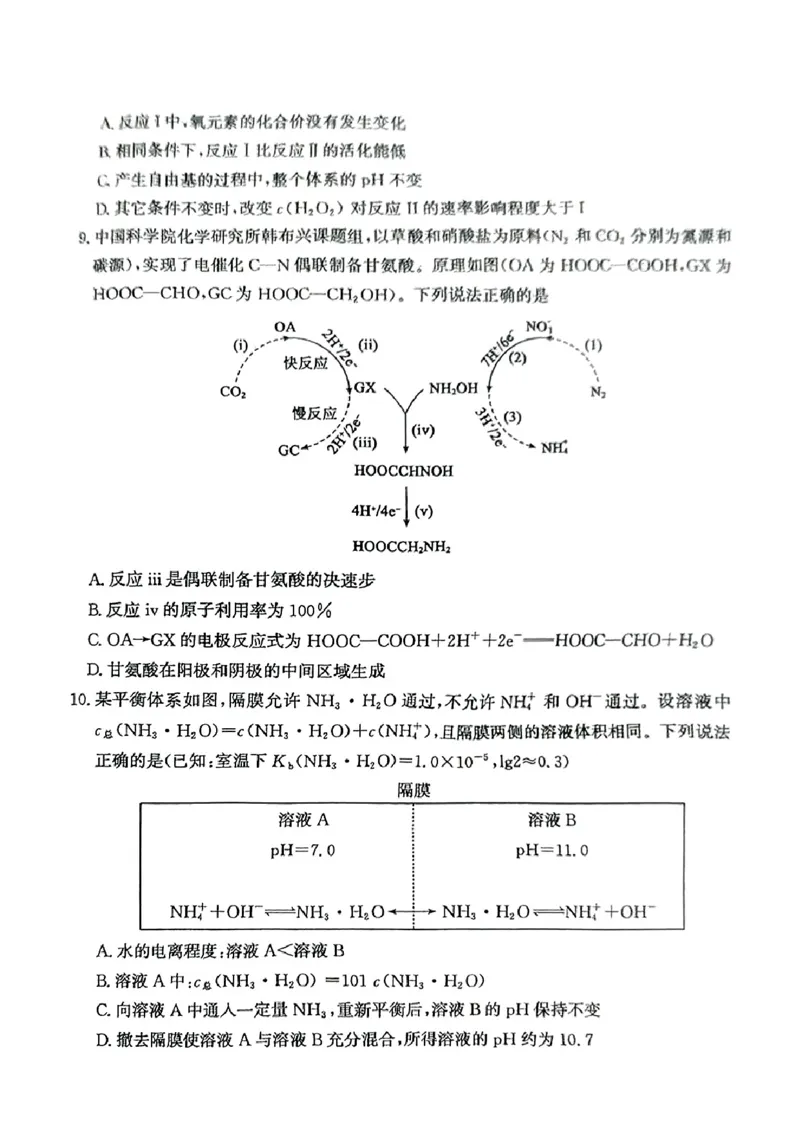 山东省滨州市2025届高三下学期第二次模拟考试化学_2025年5月_250514山东省滨州市2025届高三下学期第二次模拟考试（滨州二模）（全科）