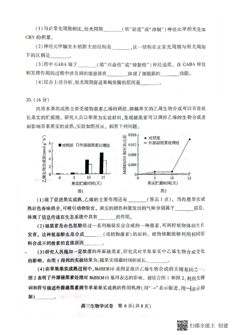 湖北省荆州市2026届高三上学期9月起点考试生物试题_2025年9月_250918湖北省荆州市2026届高三上学期9月起点考试（全科）