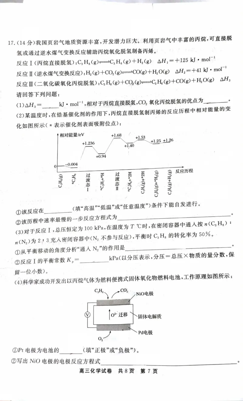 贵州省铜仁市2024-2025学年高三下学期3月模拟考试化学试题（含答案）_2025年3月_250325贵州省铜仁市2025届高三下学期3月模拟考试