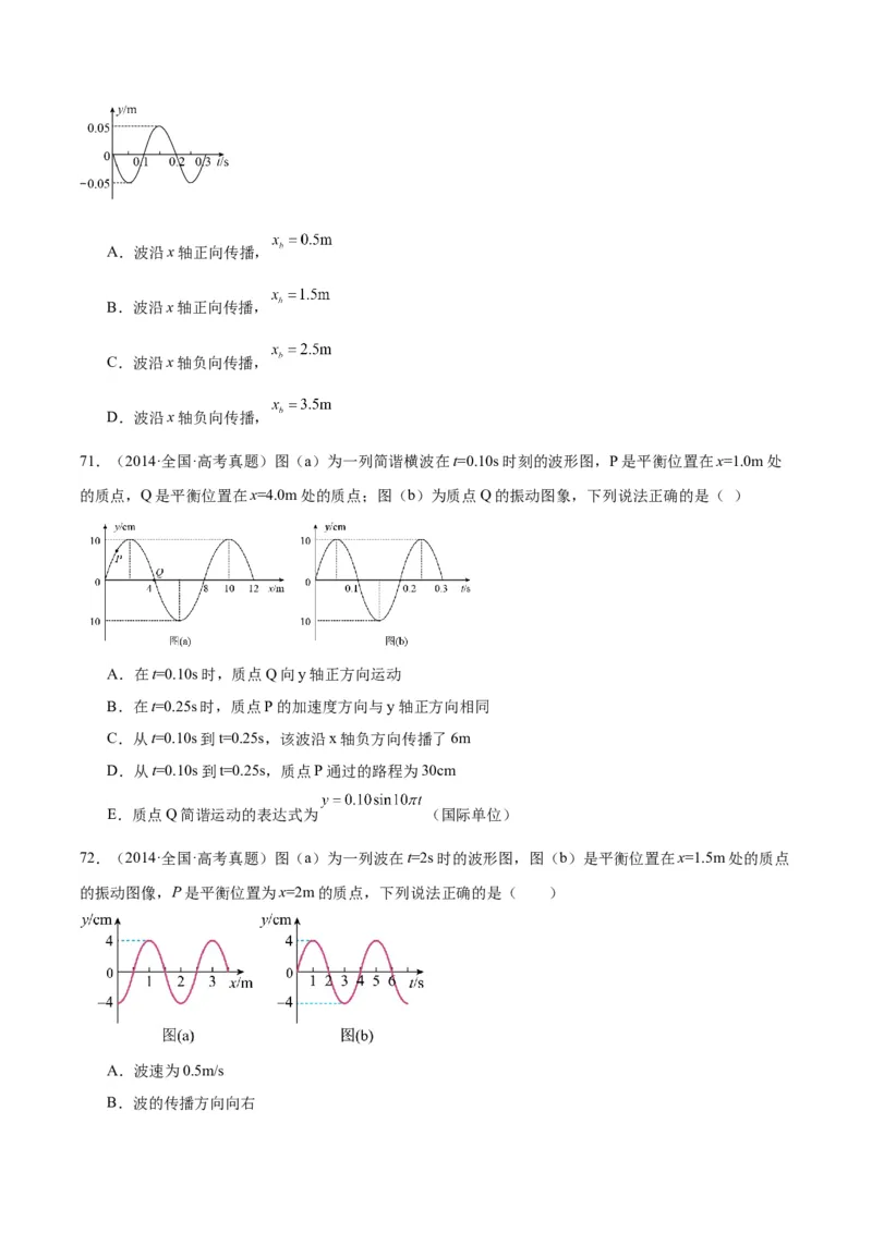 专题34机械波（二）（原卷卷）-十年（2014-2023）高考物理真题分项汇编（全国通用）_近10年高考真题汇编（必刷）_十年（2014-2024）高考物理真题分项汇编（全国通用）