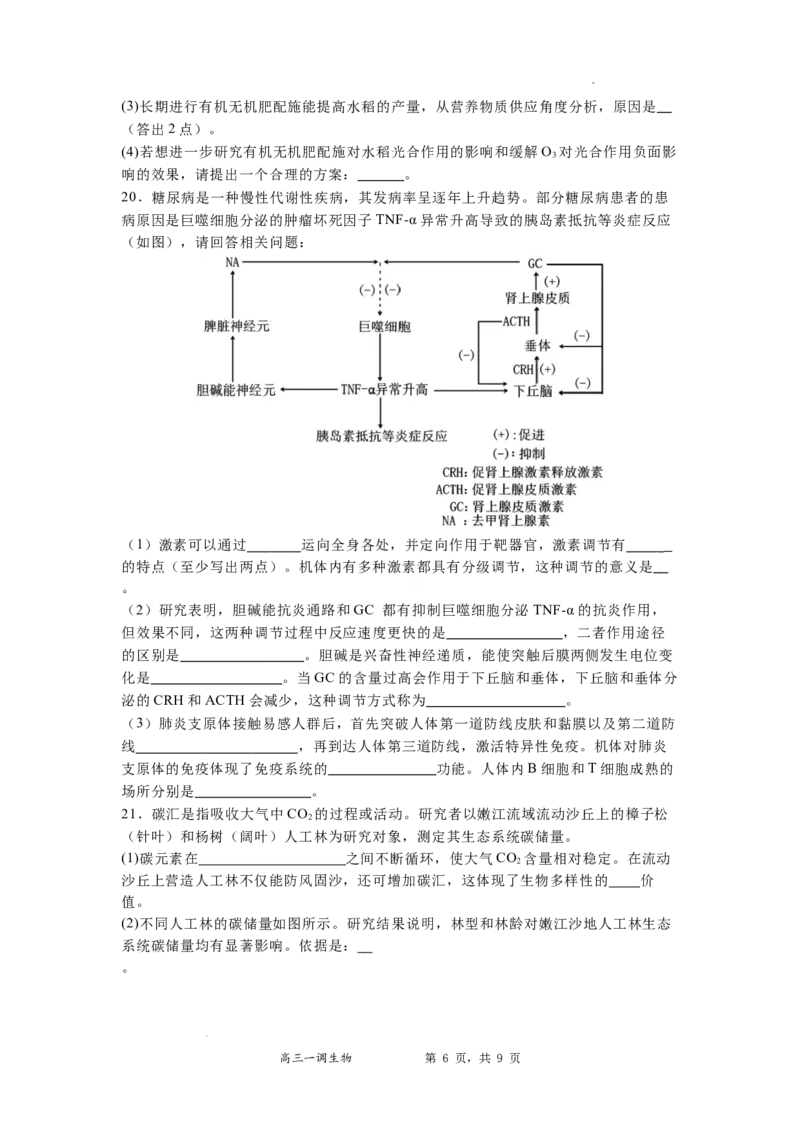 河北省石家庄实验中学2025届高三年级第一次调研考试生物_2025年3月_250313河北省石家庄实验中学2025届高三年级第一次调研考试（全科）