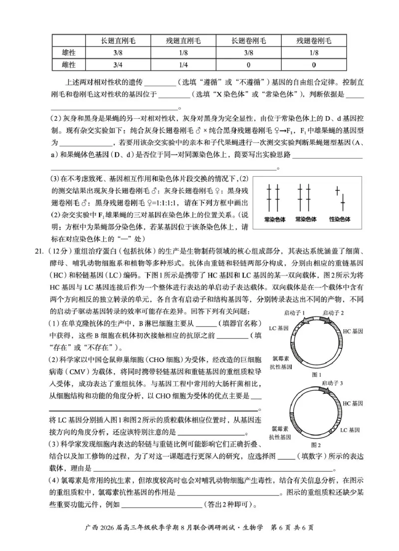 广西2026届新高考秋季学期8月适应性联合测试生物_2025年8月_250821邕衡教育&middot;名校联盟广西2026届新高考秋季学期8月适应性联合测试（全科）