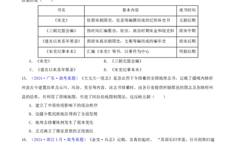 专题03唐宋元变革（学生卷）-2024年高考真题和模拟题历史分类汇编（全国通用）_近10年高考真题汇编（必刷）_十年（2014-2024）高考历史真题分项汇编（全国通用）