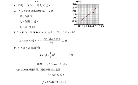 物理答案2025-2026学年福州市高三年级第一次质量检测_2025年8月_250830福建省2025-2026学年福州市高三年级第一次质量检测（福州一检）（全科）