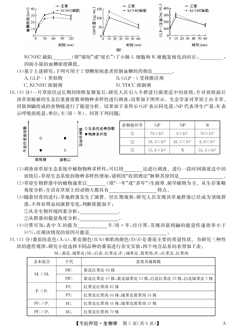 生物-5月考前押题（A）_2025年5月_250528安徽省九师联盟2025届高三下学期5月考前押题（全科）