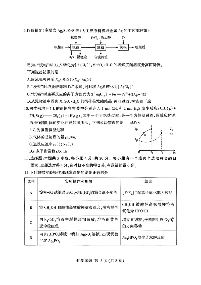 山东省临沂市普通高中学业水平等级考试模拟试题化学_2025年5月_250514山东省临沂市普通高中学业水平等级考试模拟试题（临沂二模）（全科）
