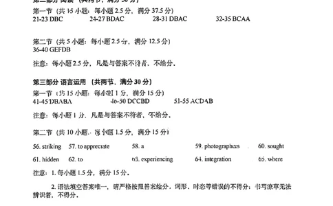 英语试卷参考答案_2025年4月_250421山东名校考试联盟2025届高三4月高考模拟考试_山东省山东名校考试联盟2025年高三4月高考模拟考试英语