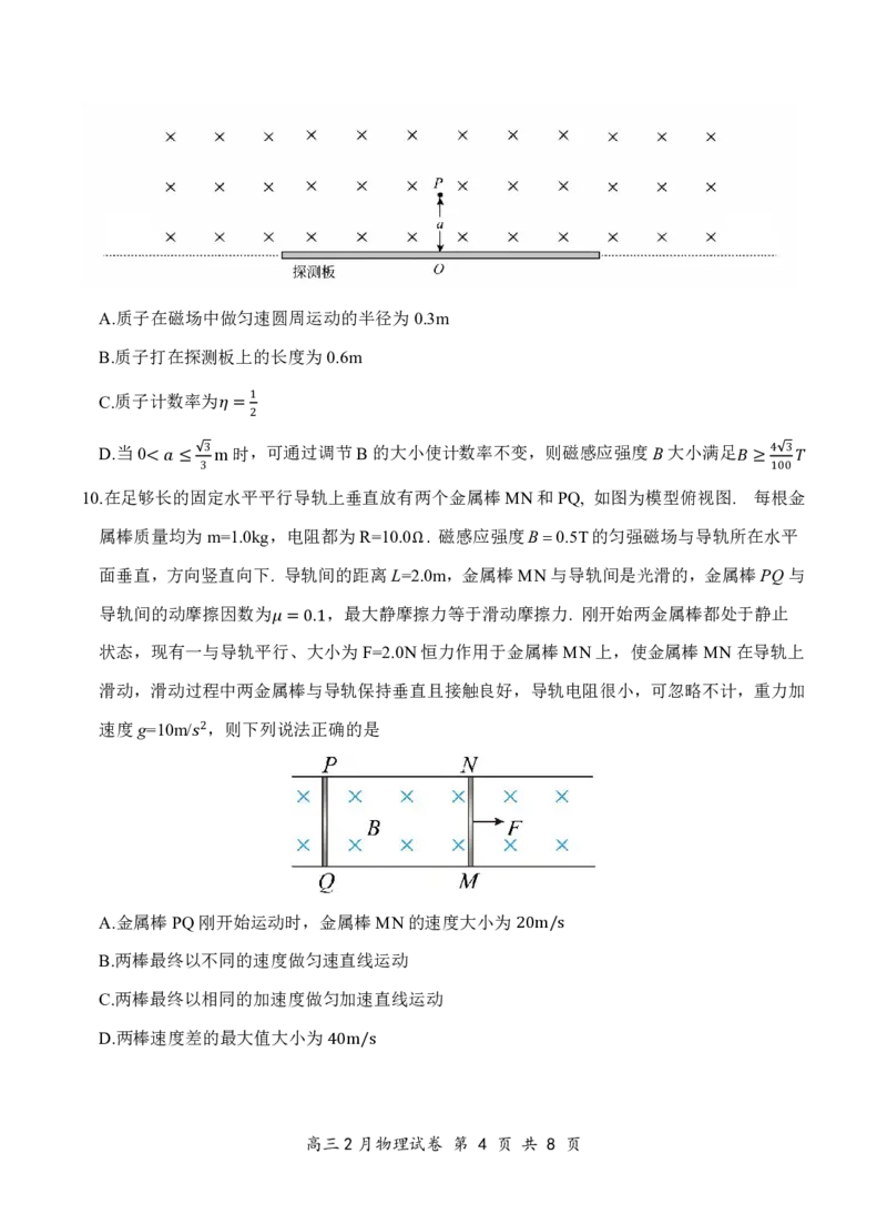 湖北省云学名校联盟2025届高三年级2月联考物理_2025年2月_250219湖北省云学名校联盟2025届高三年级2月联考（全科）_湖北省云学名校联盟2025届高三年级2月联考物理