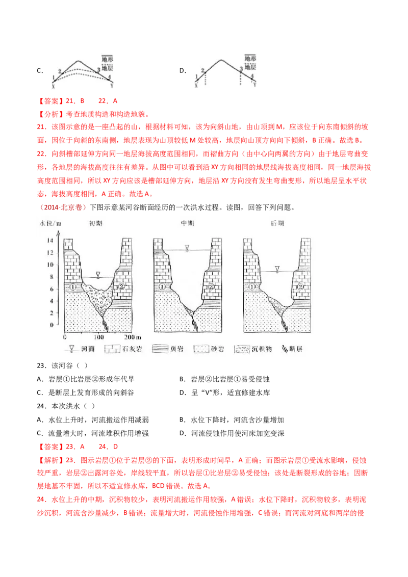 专题06地表形态的塑造-十年（2014-2023）高考地理真题分项汇编（解析卷）_近10年高考真题汇编（必刷）_十年（2014-2024）高考地理真题分项汇编（全国通用）