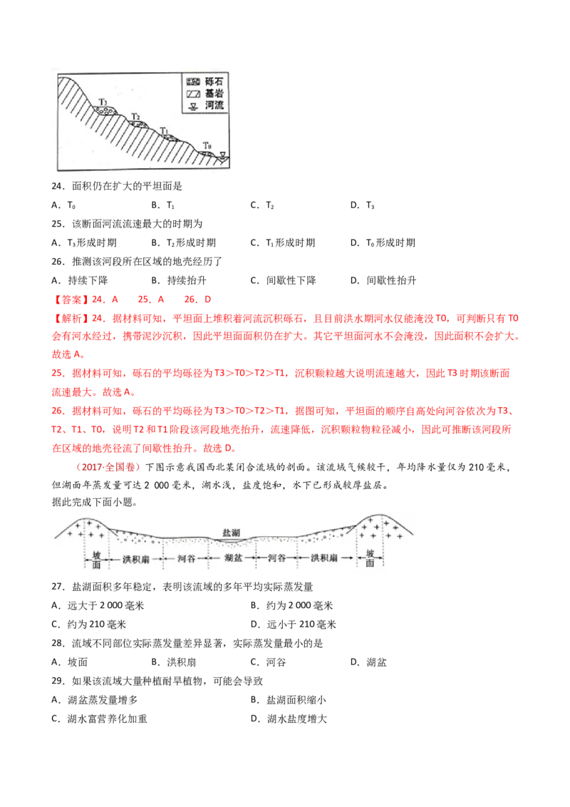 专题06地表形态的塑造-十年（2014-2023）高考地理真题分项汇编（解析卷）_近10年高考真题汇编（必刷）_十年（2014-2024）高考地理真题分项汇编（全国通用）