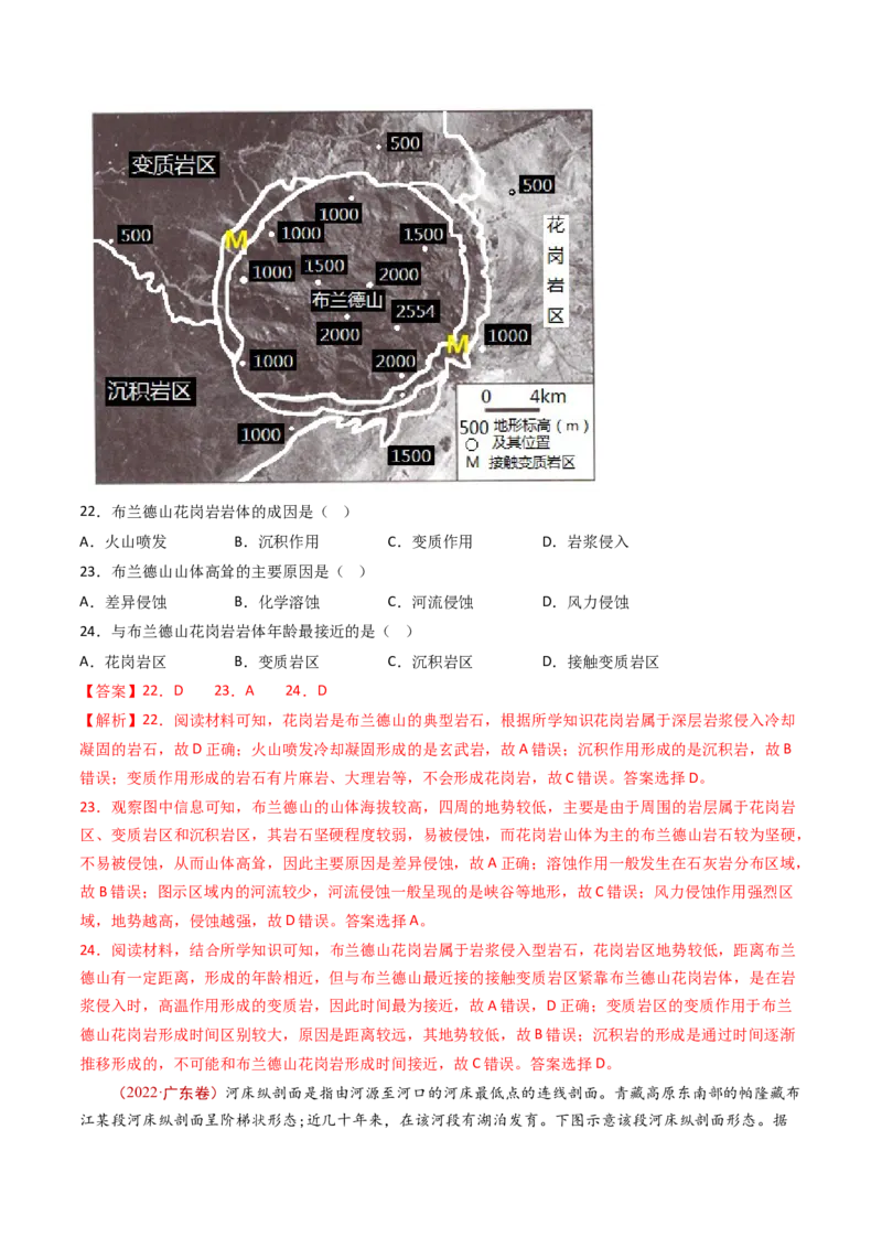 专题06地表形态的塑造-十年（2014-2023）高考地理真题分项汇编（解析卷）_近10年高考真题汇编（必刷）_十年（2014-2024）高考地理真题分项汇编（全国通用）
