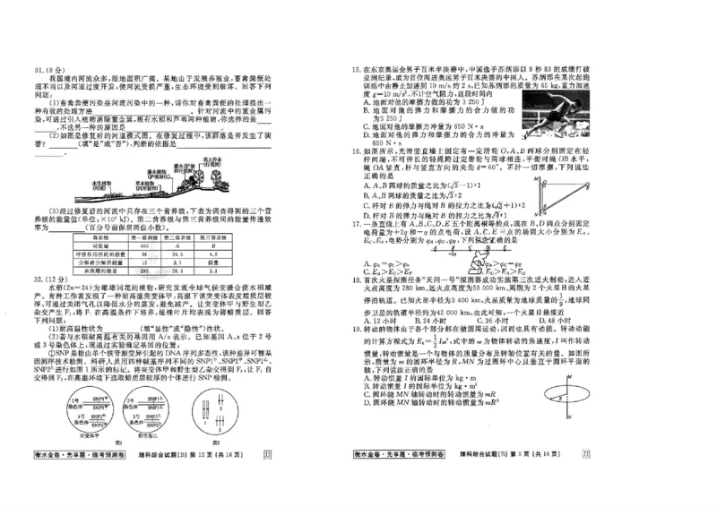 2023衡水临考预测（全国卷老教材）理综试卷_2023高考押题卷_2023衡水临考预测（全国卷老教材）理