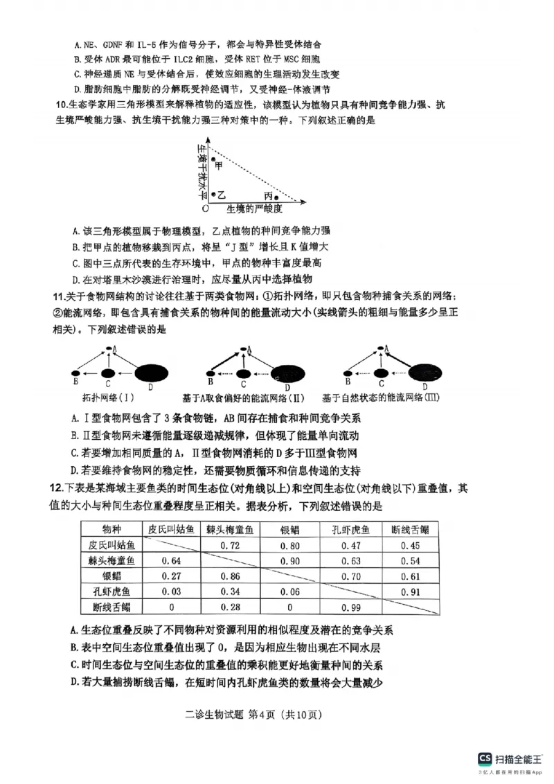 四川省达州市普通高中2025届第二次诊断性测试生物_2025年4月_250417四川省达州市普通高中2025届第二次诊断性测试（达州二诊）（全科）