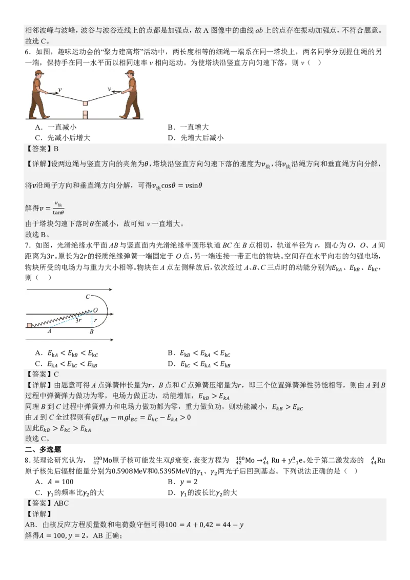 黑、吉、辽、蒙物理-答案_1.高考2025全国各省真题+答案_00.2025各省市高考真题及答案（按省份分类）_20.辽宁卷（9科全）_物理