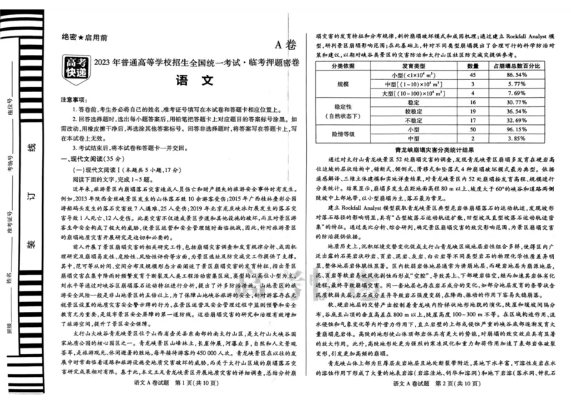 A卷语数英_2023高考押题卷_2023高考快递临考（新高考）