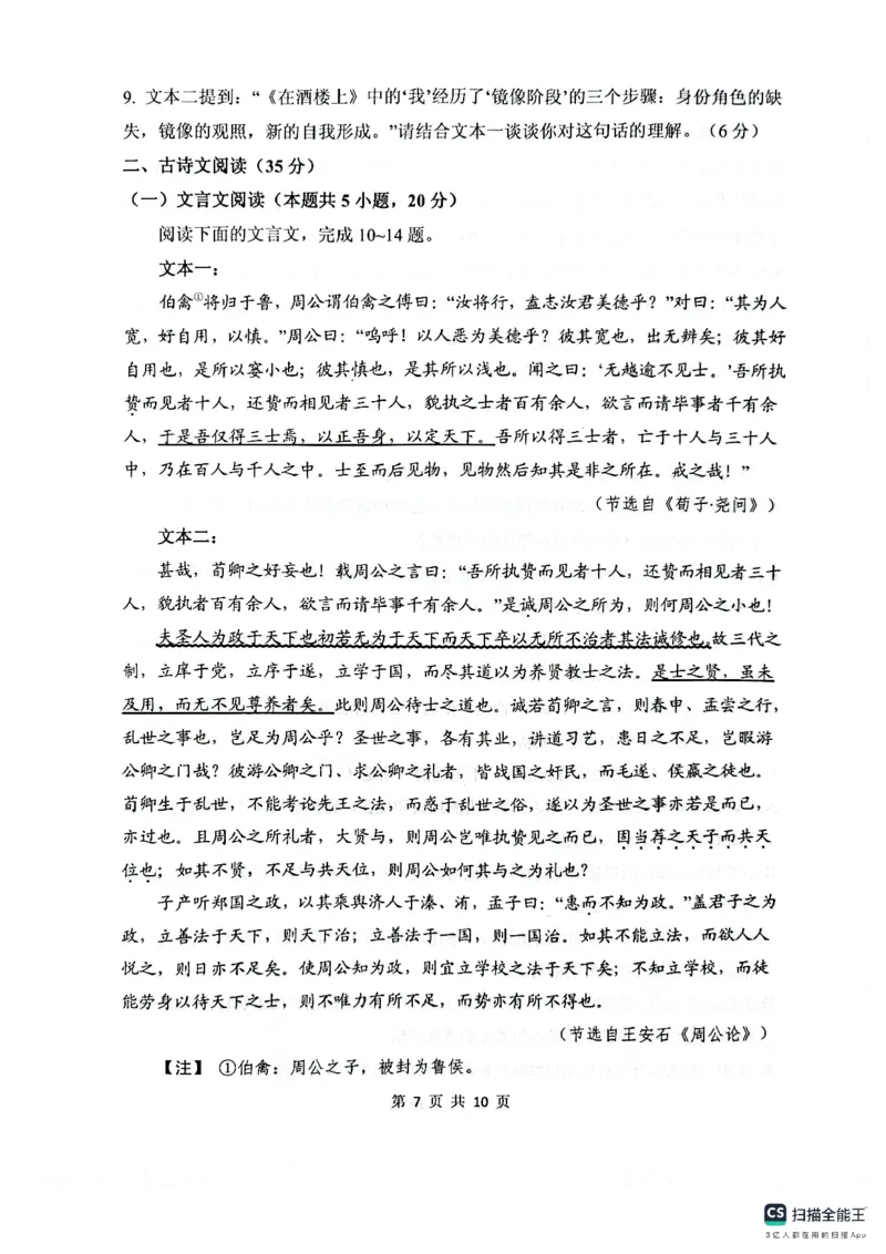 语文试卷（2025届五诊）_2025年3月_250306山东省实验中学2025届高三第五次诊断考试（3月一模）（全科）_山东省实验中学2025届高三第五次诊断考试（3月一模）语文