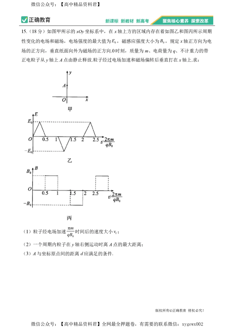 2024届明日之星高考物理精英模拟卷湖北版_2024高考押题卷_72024正确教育全系列_2024明日之星全系列_（新高考）2024《明日之星&middot;高考精英模拟卷》（九科全）各一套
