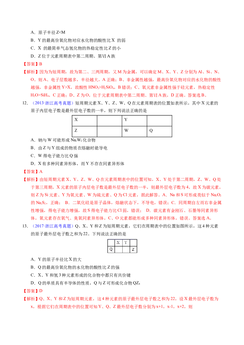 专题36&ldquo;位&mdash;构&mdash;性&rdquo;综合&mdash;&mdash;文字+周期表推断与分析（解析卷）_近10年高考真题汇编（必刷）_十年（2014-2024）高考化学真题分项汇编（全国通用）