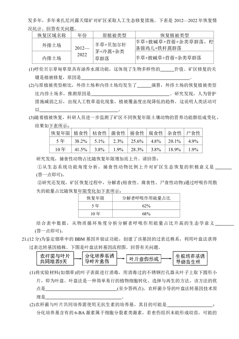 湖南省炎德英才名校联合体2025届高考考前仿真联考二生物+答案_2025年5月_250511湖南&middot;名校联考联合体2025届高考考前仿真联考二