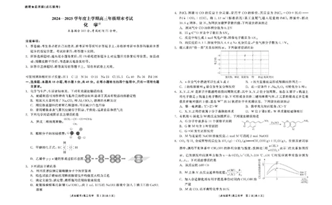 辽宁省点石联考2025届高三上学期1月期末考试化学试题（含答案）_2025年1月_250112辽宁省点石联考2025届高三上学期1月期末考试
