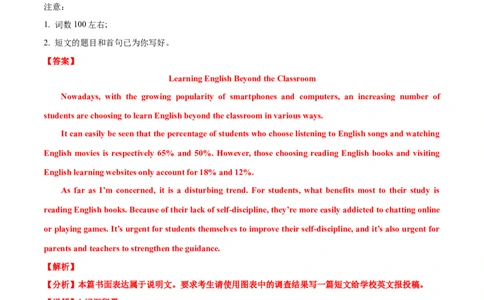 专题27书面表达图表和图画类（教师卷）--十年（2015-2024）高考真题英语分项汇编（全国通用）_近10年高考真题汇编（必刷）_十年（2014-2024）高考英语真题分类汇编（全国通用）