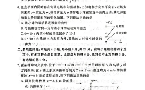 湘豫名校联考2024-2025学年高三春季学期第二次模拟考试物理_2025年4月_250403湘豫名校联考2024-2025学年高三春季学期第二次模拟考试（全科）