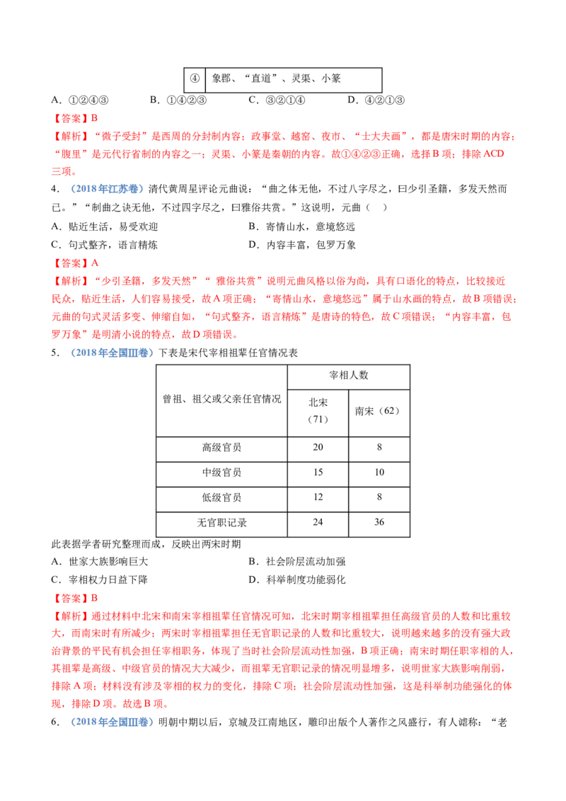 专题03辽宋夏金多民族政权的并立与元朝的统一（教师卷）_近10年高考真题汇编（必刷）_十年（2014-2024）高考历史真题分项汇编（全国通用）