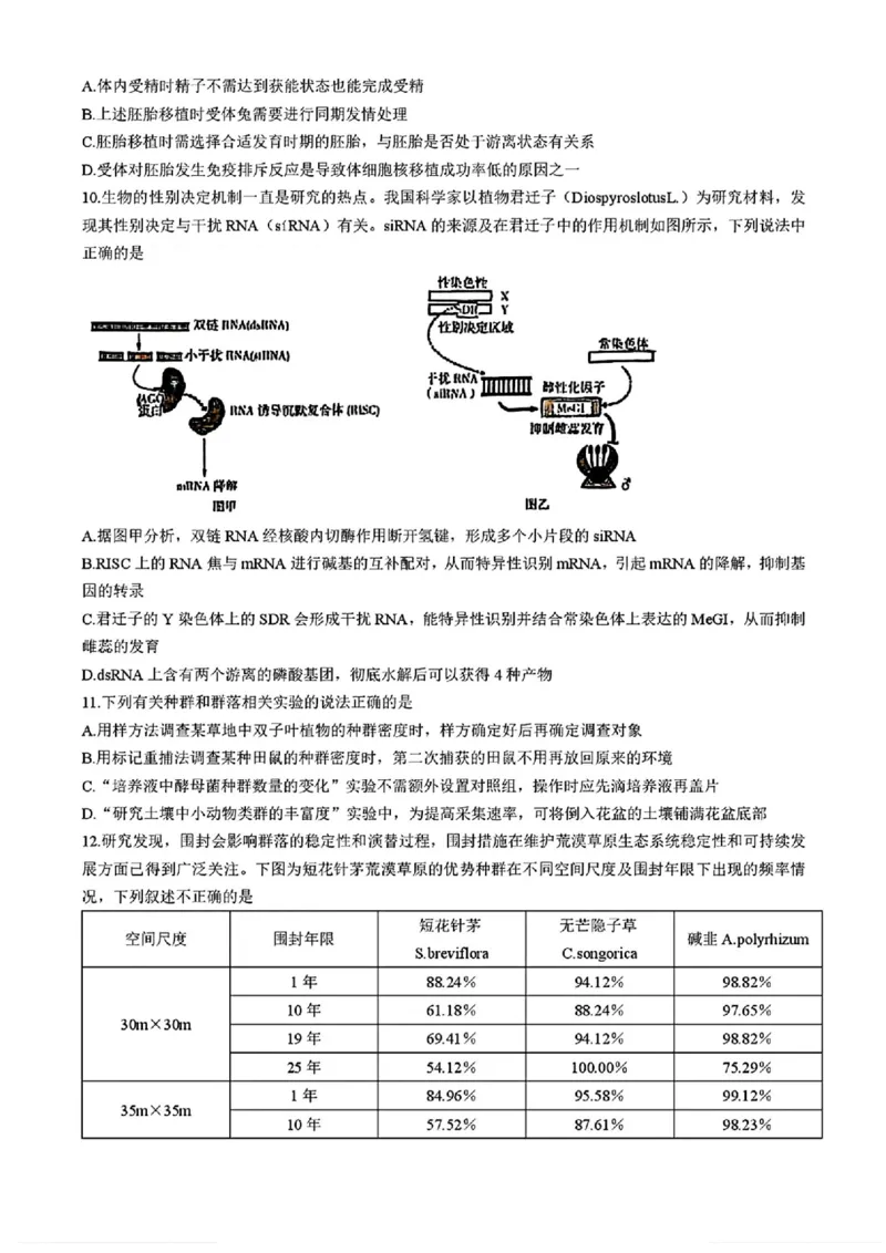 湖南省长沙市长郡中学2025届高三下学期4月月考（八）生物试题+答案_2025年4月_250416湖南省长沙市长郡中学2024-2025学年高三下学期月考（八）（全科）