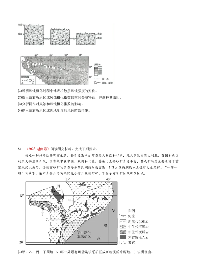 专题06地表形态的塑造-十年（2014-2023）高考地理真题分项汇编（学生卷）_近10年高考真题汇编（必刷）_十年（2014-2024）高考地理真题分项汇编（全国通用）