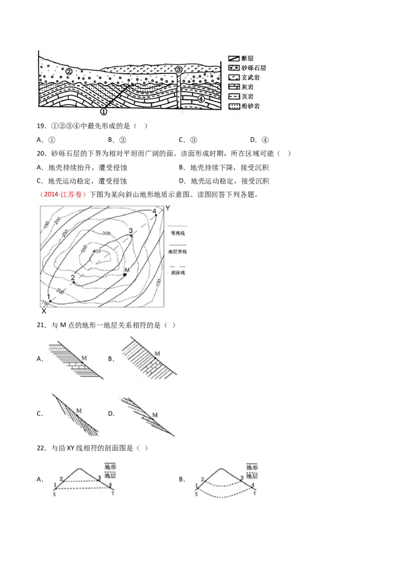 专题06地表形态的塑造-十年（2014-2023）高考地理真题分项汇编（学生卷）_近10年高考真题汇编（必刷）_十年（2014-2024）高考地理真题分项汇编（全国通用）
