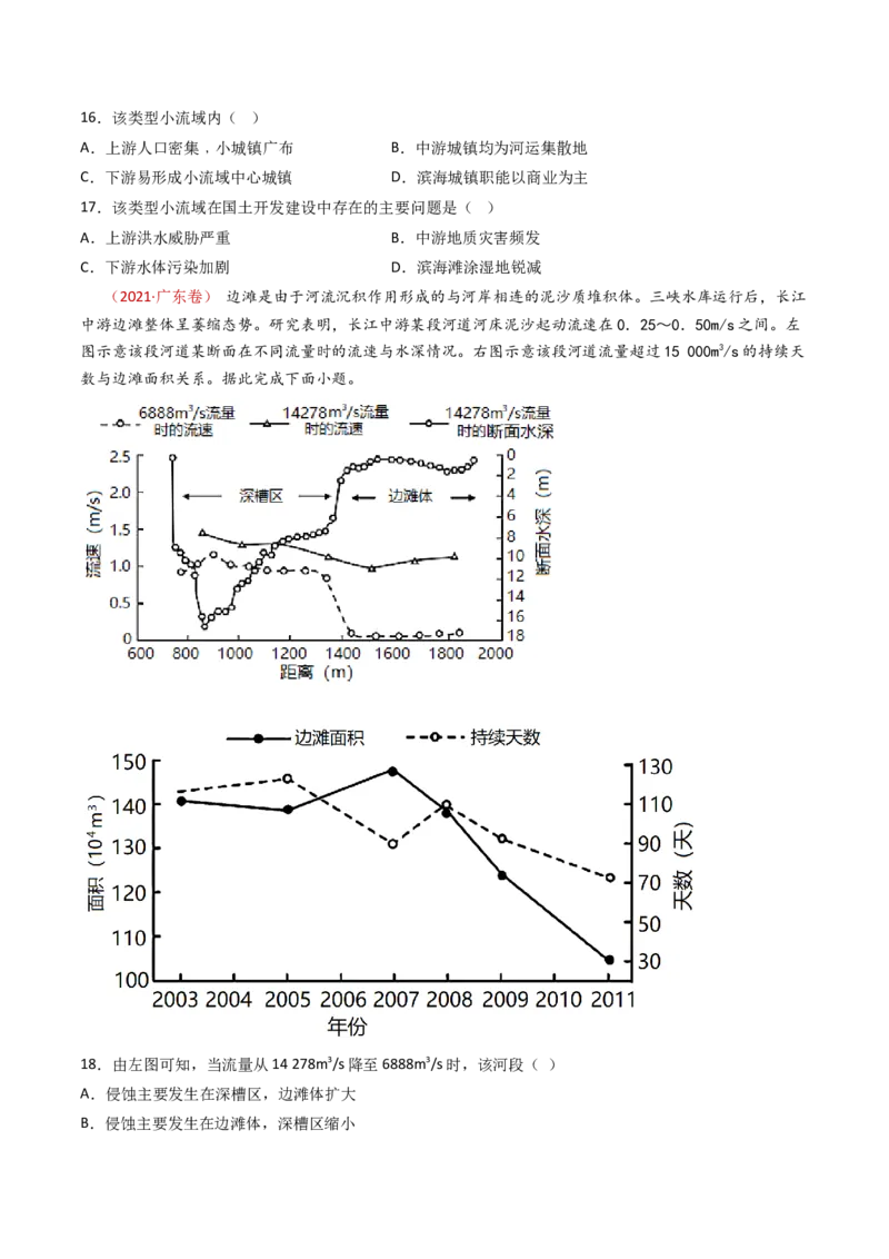 专题06地表形态的塑造-十年（2014-2023）高考地理真题分项汇编（学生卷）_近10年高考真题汇编（必刷）_十年（2014-2024）高考地理真题分项汇编（全国通用）