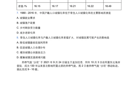 陕西省汉中市普通高中2025届高三下学期质量检测考试地理_2025年4月_2504062025届陕西省汉中市高三下学期质量检测考试（二模）（全科）