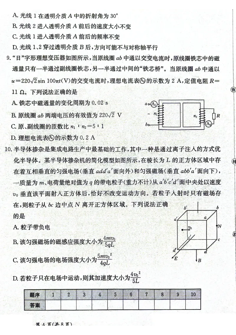甘肃省2025届高三下学期高考模拟卷物理_2025年2月_250217甘肃省2025届高三下学期高考模拟卷（全科）_甘肃省2025届高三下学期高考模拟卷物理