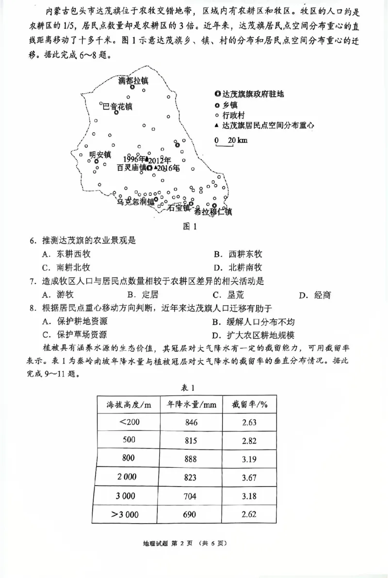 四川省（蓉城名校联盟）新高考2022级高三适应性考试地理_2025年5月_250516四川省（蓉城名校联盟）新高考2022级高三适应性考试（全科）