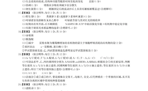 参考答案_2025年5月_2505132025届安徽省鼎尖名校联盟高三5月预测联考（全科）_2025届安徽省高三下学期鼎尖预测大联考生物试题