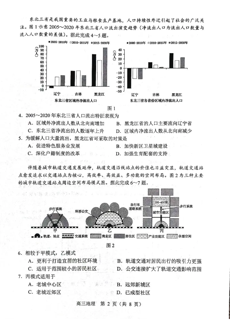 地理试题2025年东北三省四城市联考暨沈阳市高三质量监测（二）_2025年4月_2504102025年东北三省四城市联考暨沈阳市高三质量监测（二）（全科）