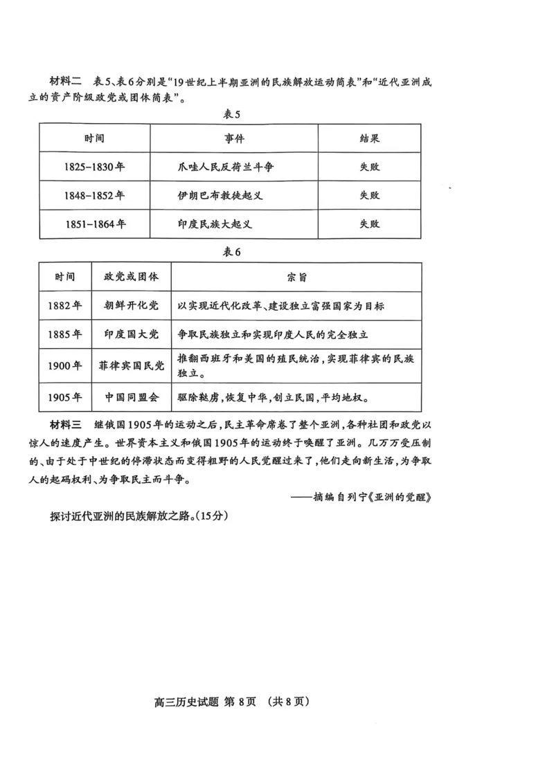 山东省泰安市2024-2025学年高三上学期期末考试历史试题_2025年1月_250123山东省泰安市2024-2025学年高三上学期1月期末试题（全科）_山东省泰安市2024-2025学年高三上学期期末考试历史试题