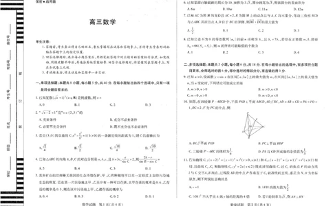 湖南省多校联考2024-2025学年高三下学期2月月考数学试题_2025年2月_250218湖南2025届高三天一大联考2月联考_湖南省天一大联考2024-2025学年高三下学期2月联考数学