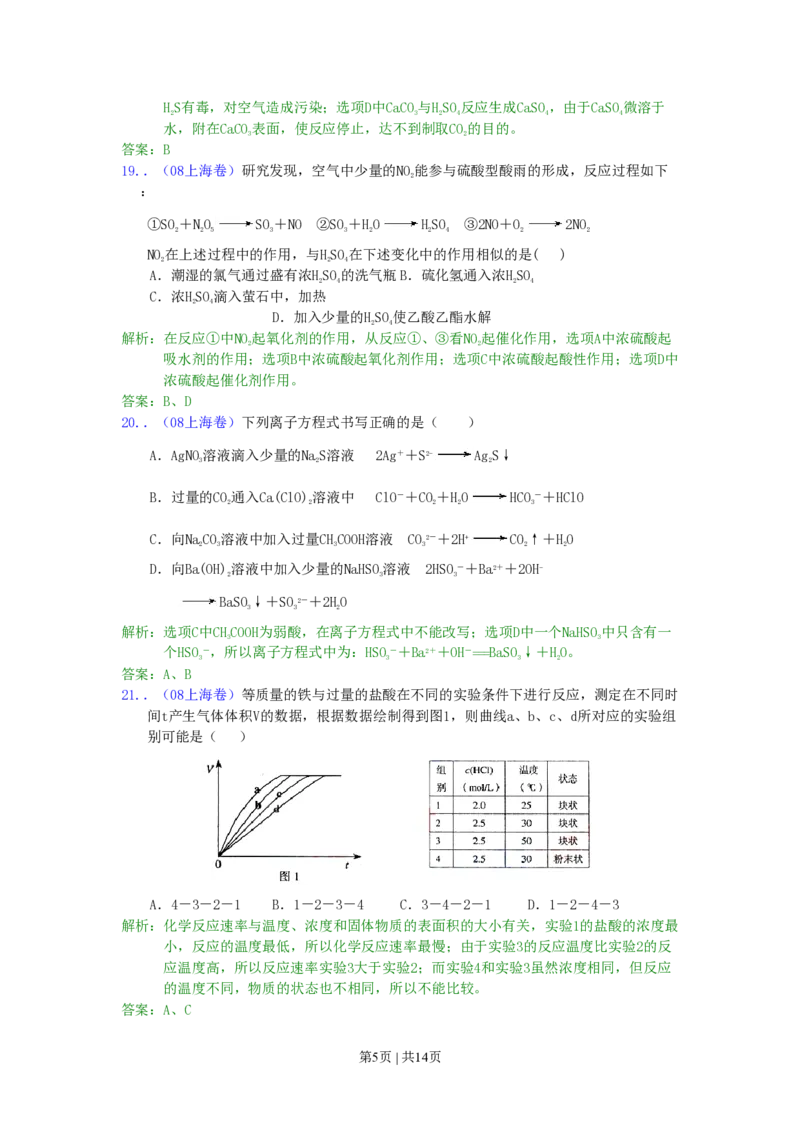 2008年高考化学试卷（上海）（解析卷）_化学历年高考真题_新&middot;PDF版2008-2025&middot;高考化学真题_化学（按省份分类）2008-2025_2008-2025&middot;（上海）化学高考真题