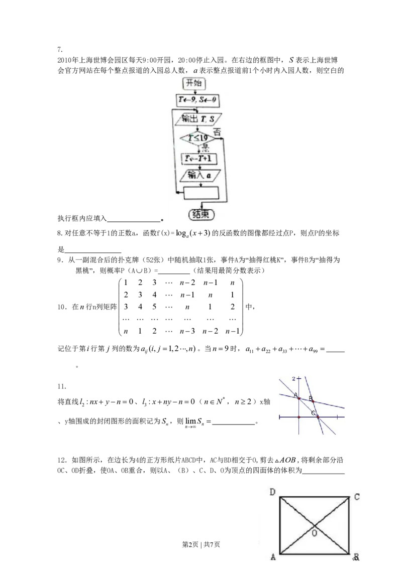 2010年高考数学试卷（理）（上海）（空白卷）_数学历年高考真题_新&middot;PDF版2008-2025&middot;高考数学真题_数学（按试卷类型分类）2008-2025_自主命题卷&middot;数学（2008-2025）