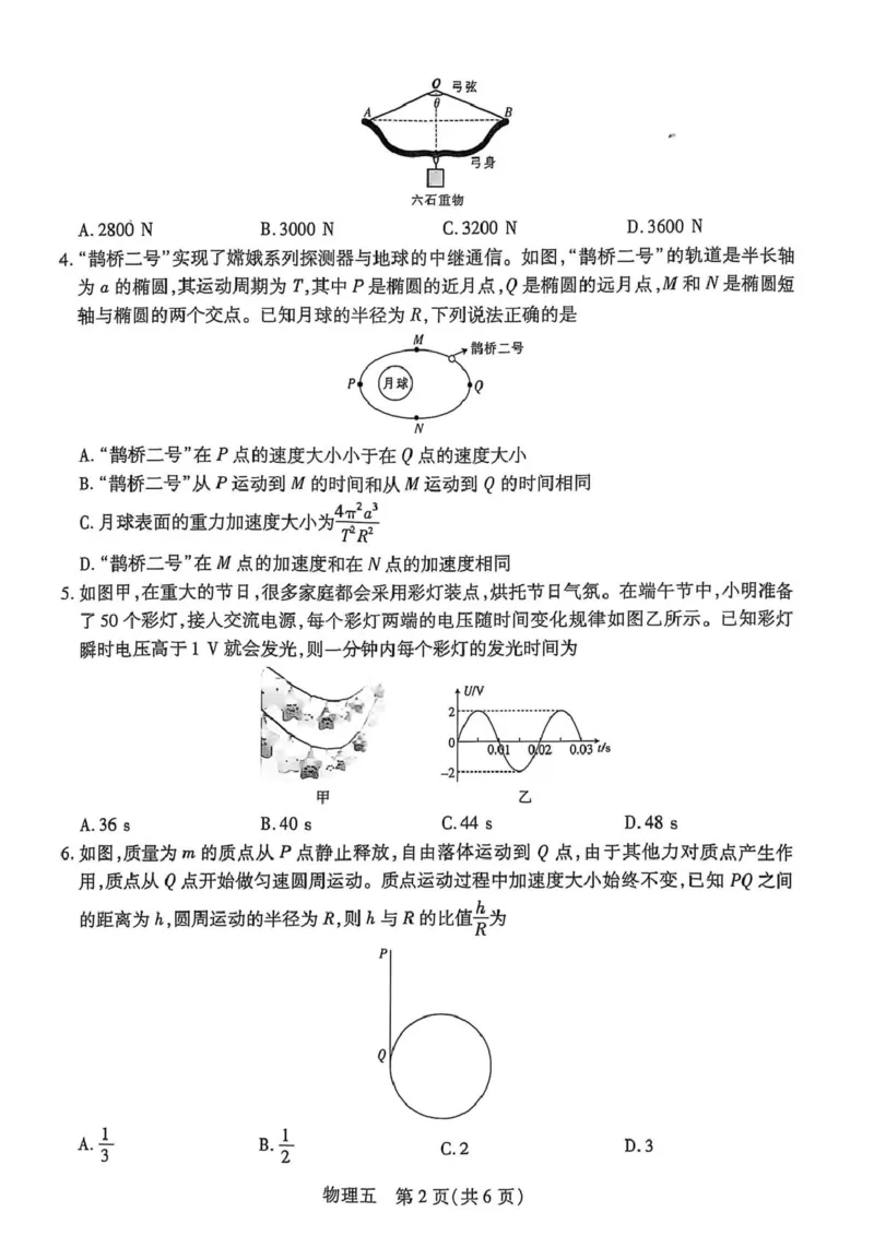 物理试卷_2025年3月_250301名校学术联盟&middot;高考模拟信息卷&冲刺卷（五）_河南省名校学术联盟2025届高三下学期模拟冲刺（五）物理试题