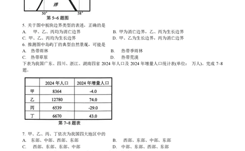 浙江省诸暨市2025年5月高三适应性考试-地理_2025年5月_250515浙江省诸暨市2025年5月高三适应性考试（全科）