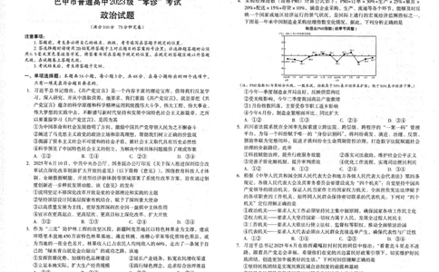 四川省巴中市普通高中2023级&ldquo;零诊&rdquo;考试政治_2025年9月_250919四川省巴中市普通高中2023级&ldquo;零诊&rdquo;考试（巴中零诊）（全科）_四川省巴中市普通高中2023级&ldquo;零诊&rdquo;考试政治