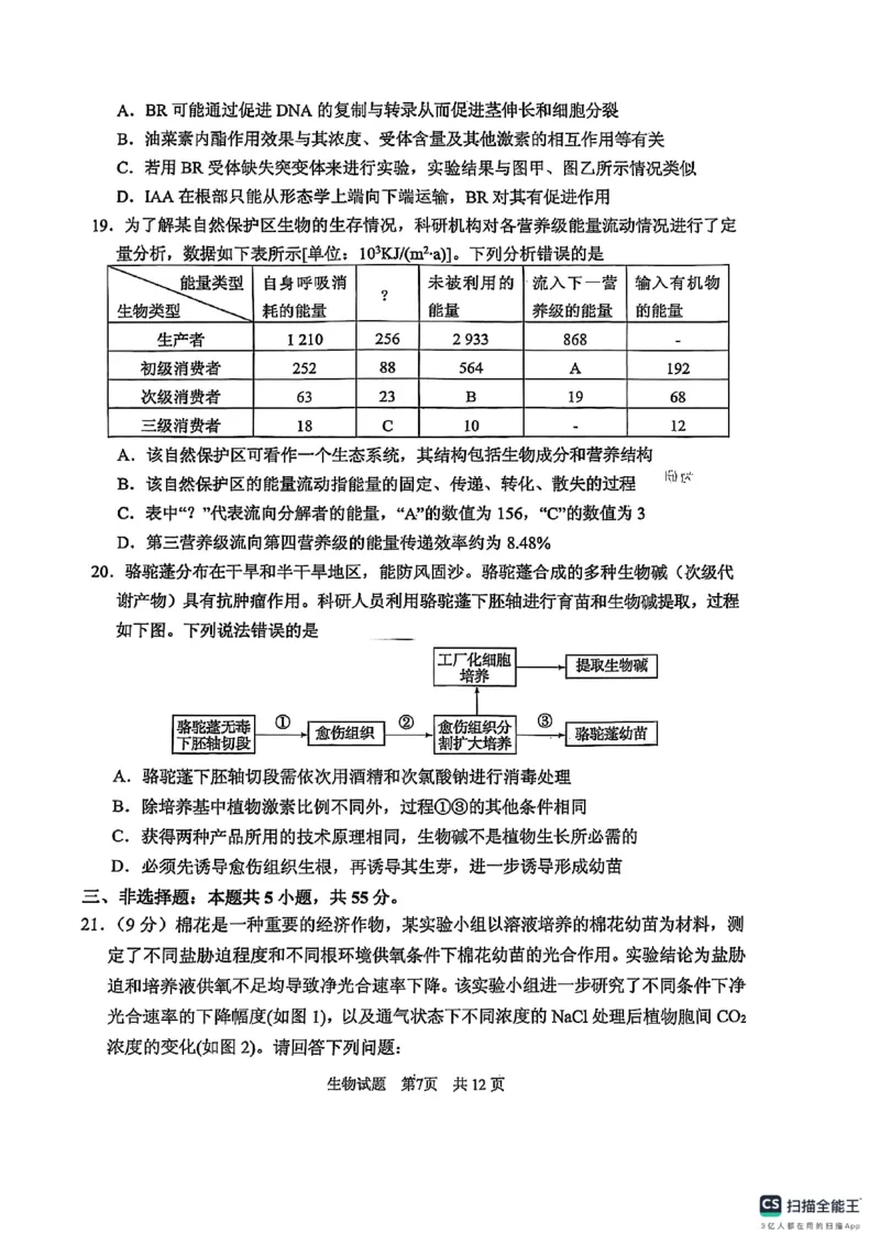 山东省实验中学2025届高三第一次模拟考试生物_2025年5月_250511山东省实验中学2025届高三第一次模拟考试（全科）