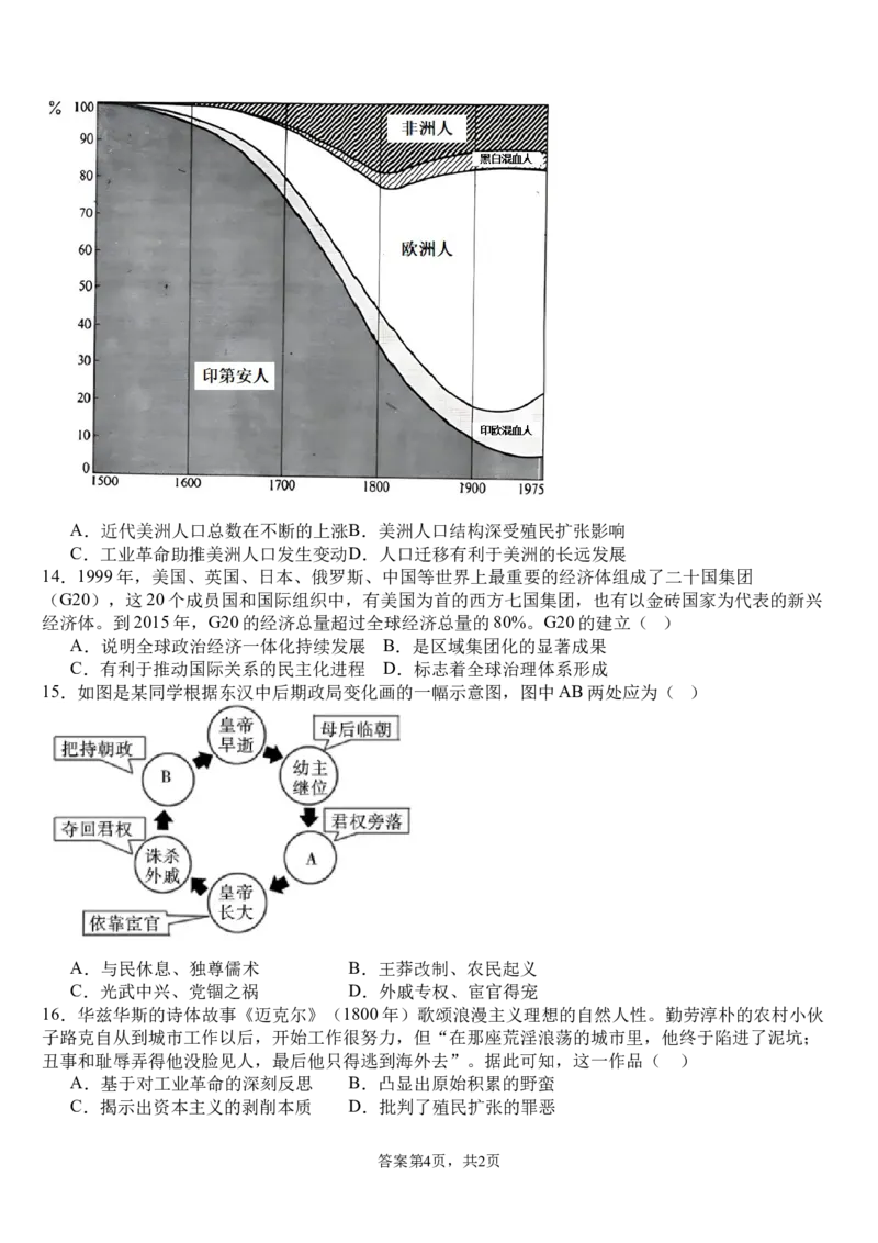湖南省长沙市望城区第一中学2025届高三一模试题历史_2025年3月_250322湖南省长沙市望城区第一中学2025届高三一模试题