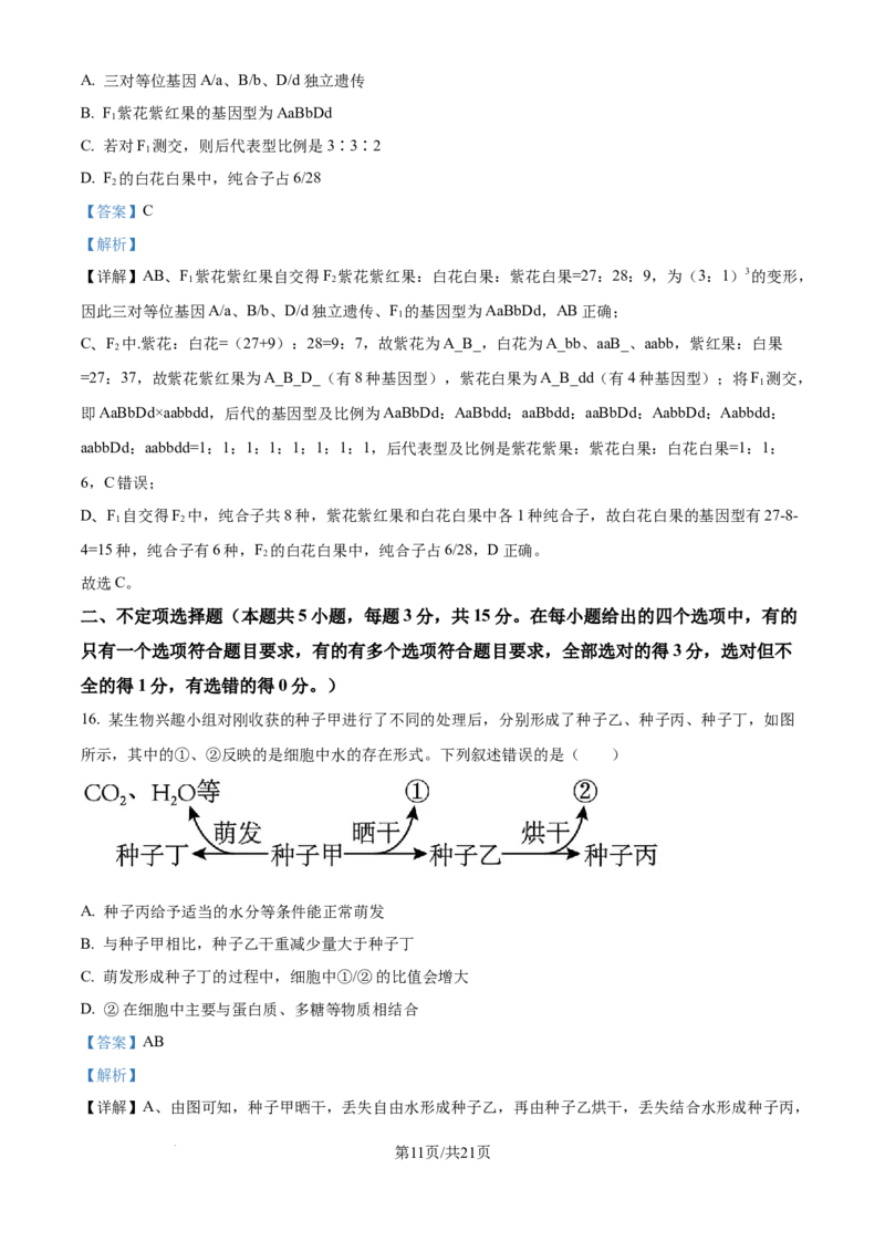 精品解析：黑龙江省哈尔滨师范大学附属中学2025-2026学年高三上学期期中考试生物试题（解析版）_2025年11月