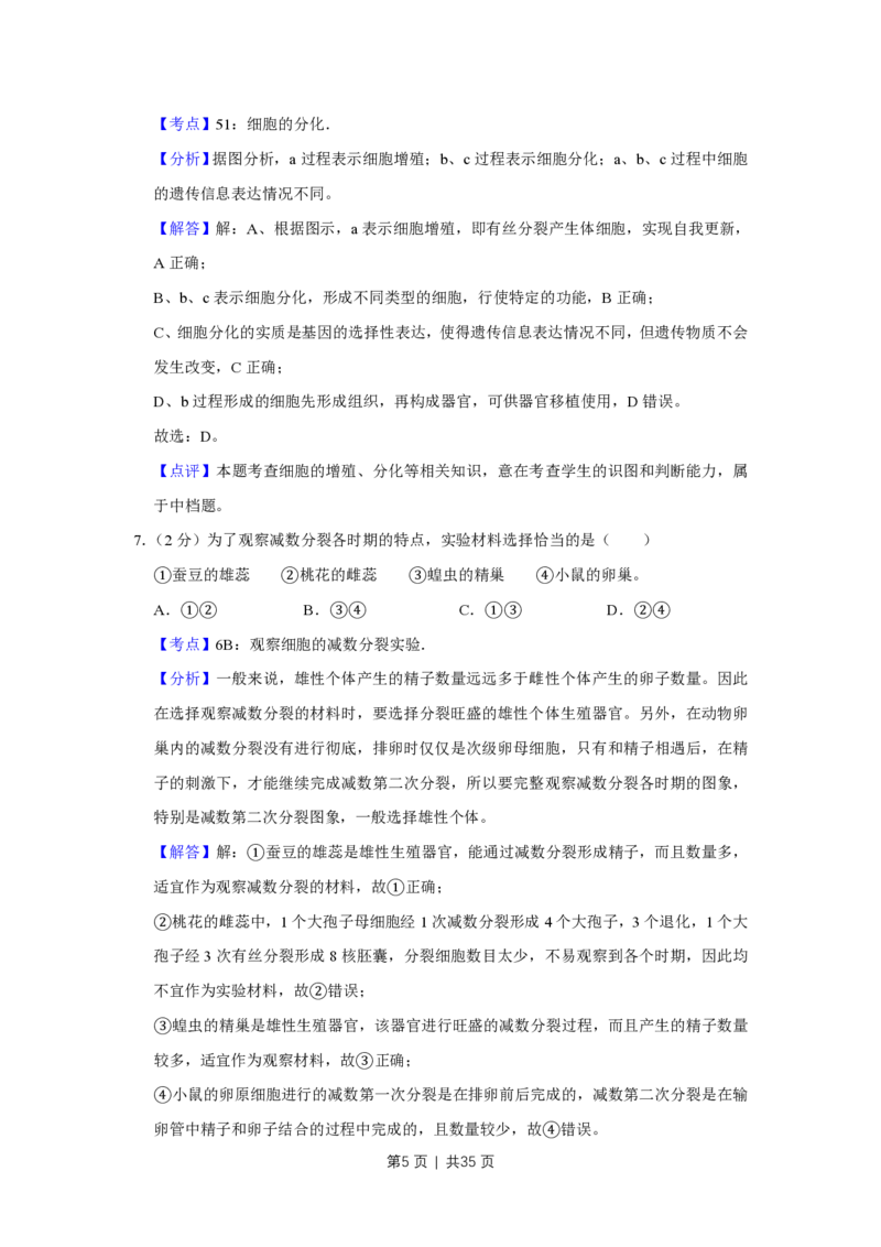 2008年高考生物试卷（江苏）（解析卷）_生物历年高考真题_新&middot;PDF版2008-2025&middot;高考生物真题_生物（按省份分类）2008-2025_2008-2025&middot;（江苏）生物高考真题