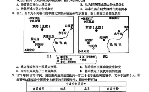 历史试卷_2025年3月_250314浙江省宁波市宁波&ldquo;十校&rdquo;2025届高三3月联考（全科）_浙江省宁波十校联考2024-2025学年高三下学期3月联考历史