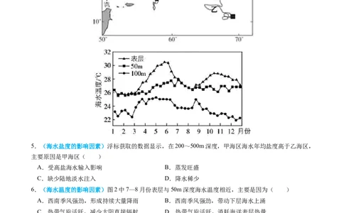 专题05地球上的水-2024年高考真题和模拟题地理分类汇编（学生卷）_近10年高考真题汇编（必刷）_十年（2014-2024）高考地理真题分项汇编（全国通用）